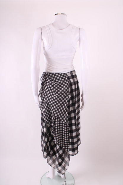 Self Portrait Gingham Midi Skirt Black & White 12 | Default Title, Black