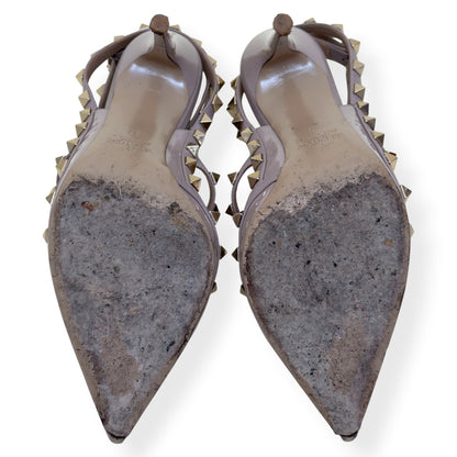 VALENTINO GARAVANI ROCKSTUD PATENT LEATHER HEELS NUDE 100 37 / UK7 | UK 4, Nude