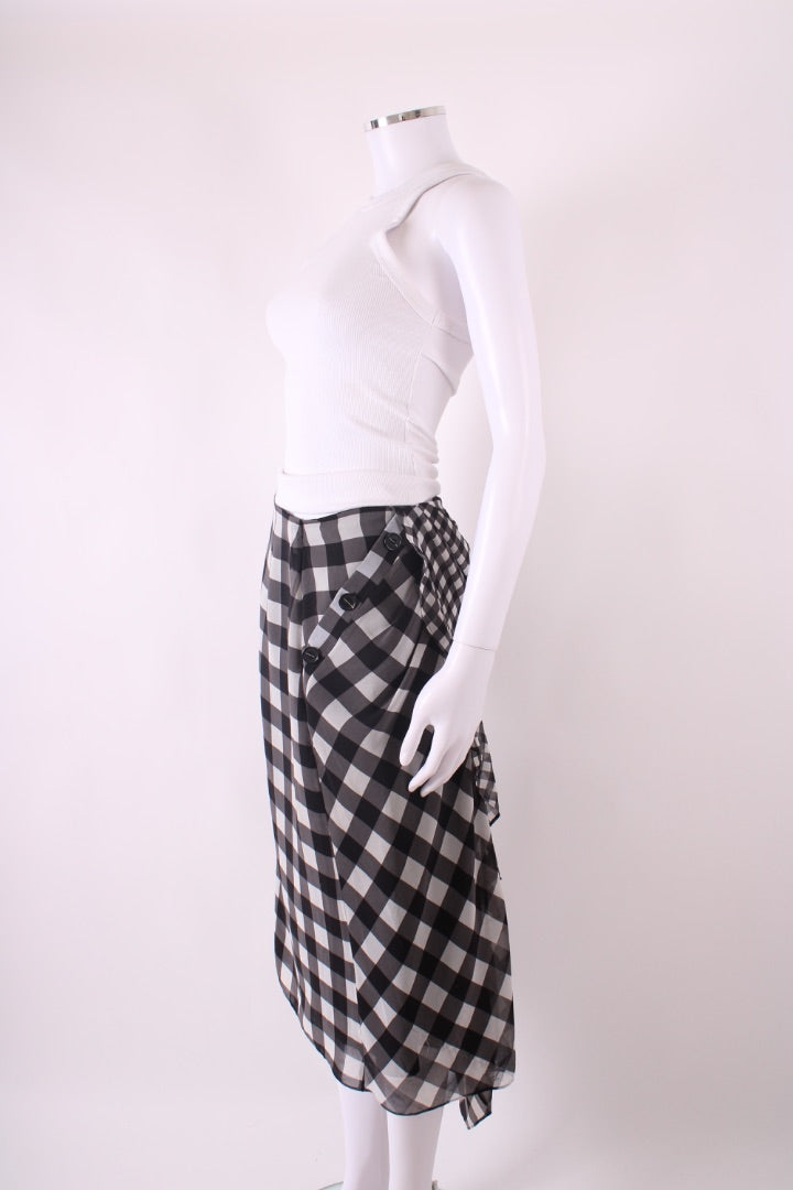 Self Portrait Gingham Midi Skirt Black & White 12 | Default Title, Black