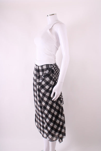 Self Portrait Gingham Midi Skirt Black & White 12 | Default Title, Black