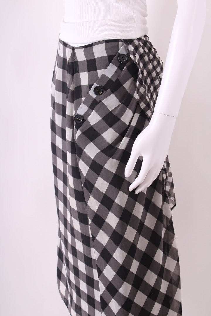 Self Portrait Gingham Midi Skirt Black & White 12 | Default Title, Black