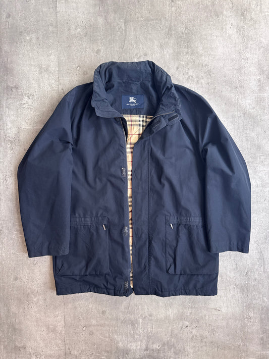 Burberry Nova Check Lined Navy Gore-Tex Parka Jacket