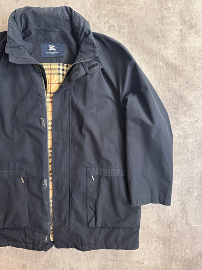 Burberry Nova Check Lined Navy Gore-Tex Parka Jacket