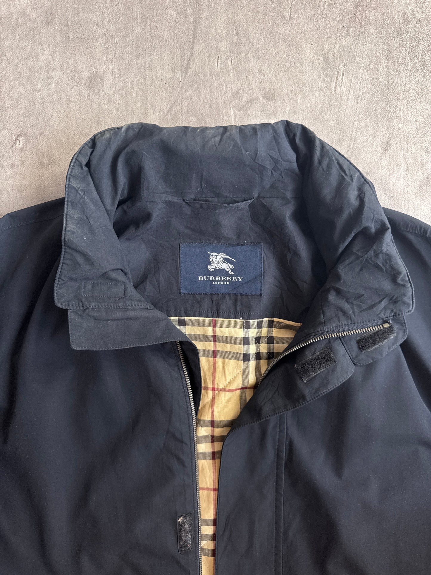 Burberry Nova Check Lined Navy Gore-Tex Parka Jacket