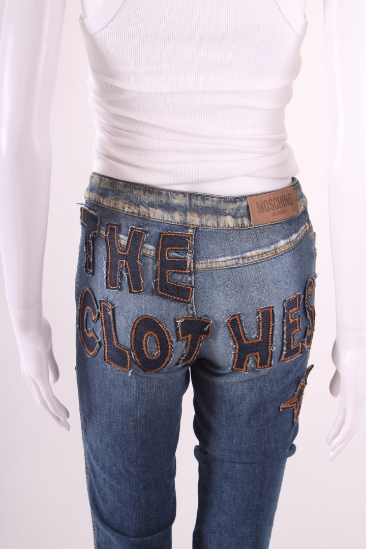 Moschino Jeans Vintage Patch Slogan Jeans Denim 26W | Default Title, Red