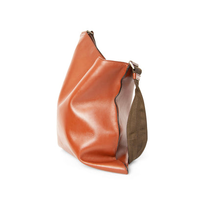 90s Runway Prada Asymmetrical Brown Leather Cross Body