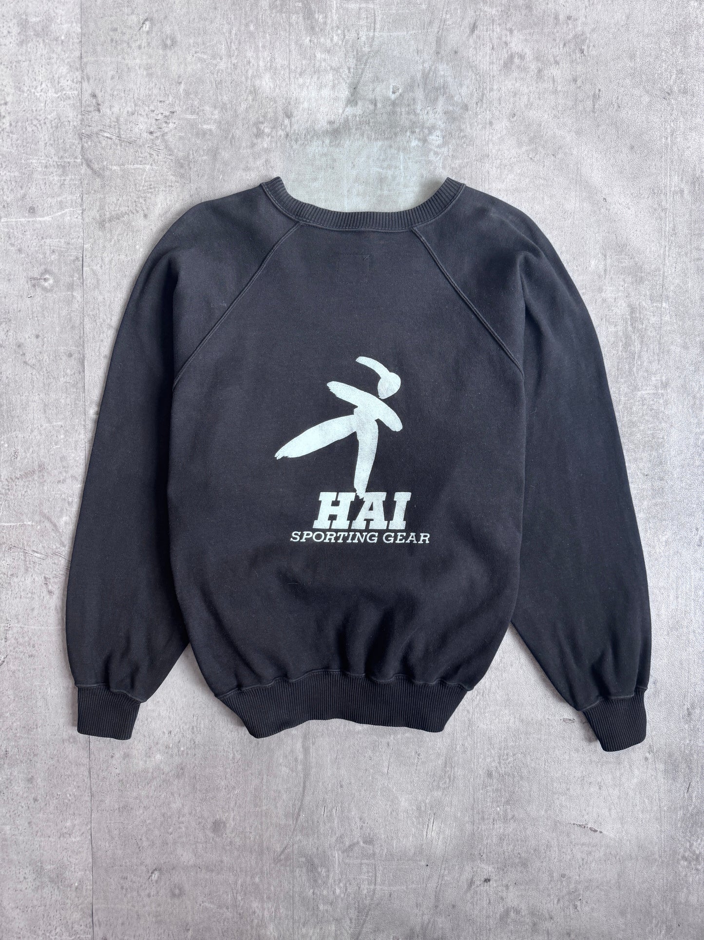 Issey Miyake Hai Sporting Gear Spellout Black Raglan Sweatshirt