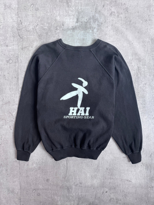 Issey Miyake Hai Sporting Gear Spellout Black Raglan Sweatshirt