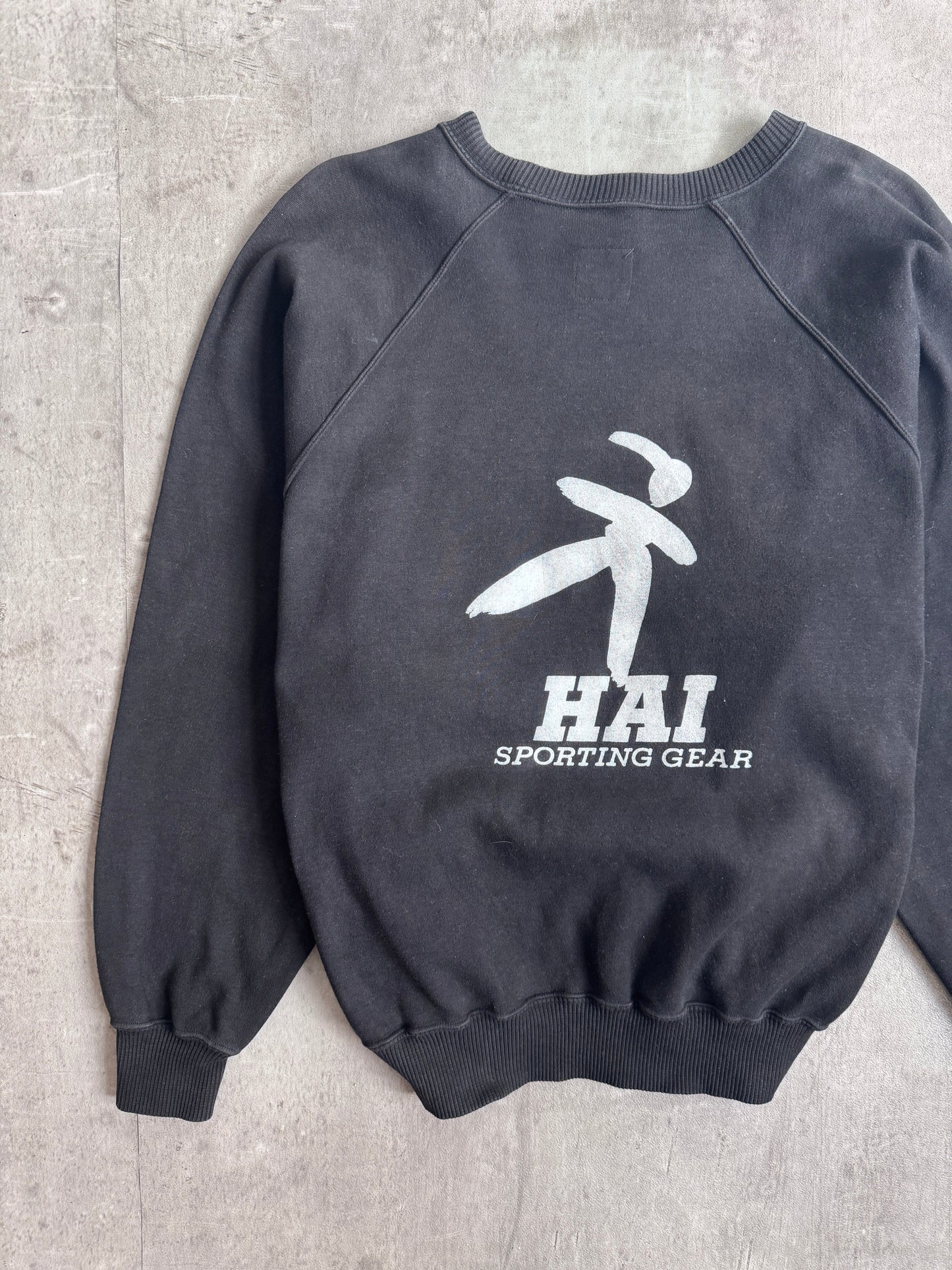 Issey Miyake Hai Sporting Gear Spellout Black Raglan Sweatshirt