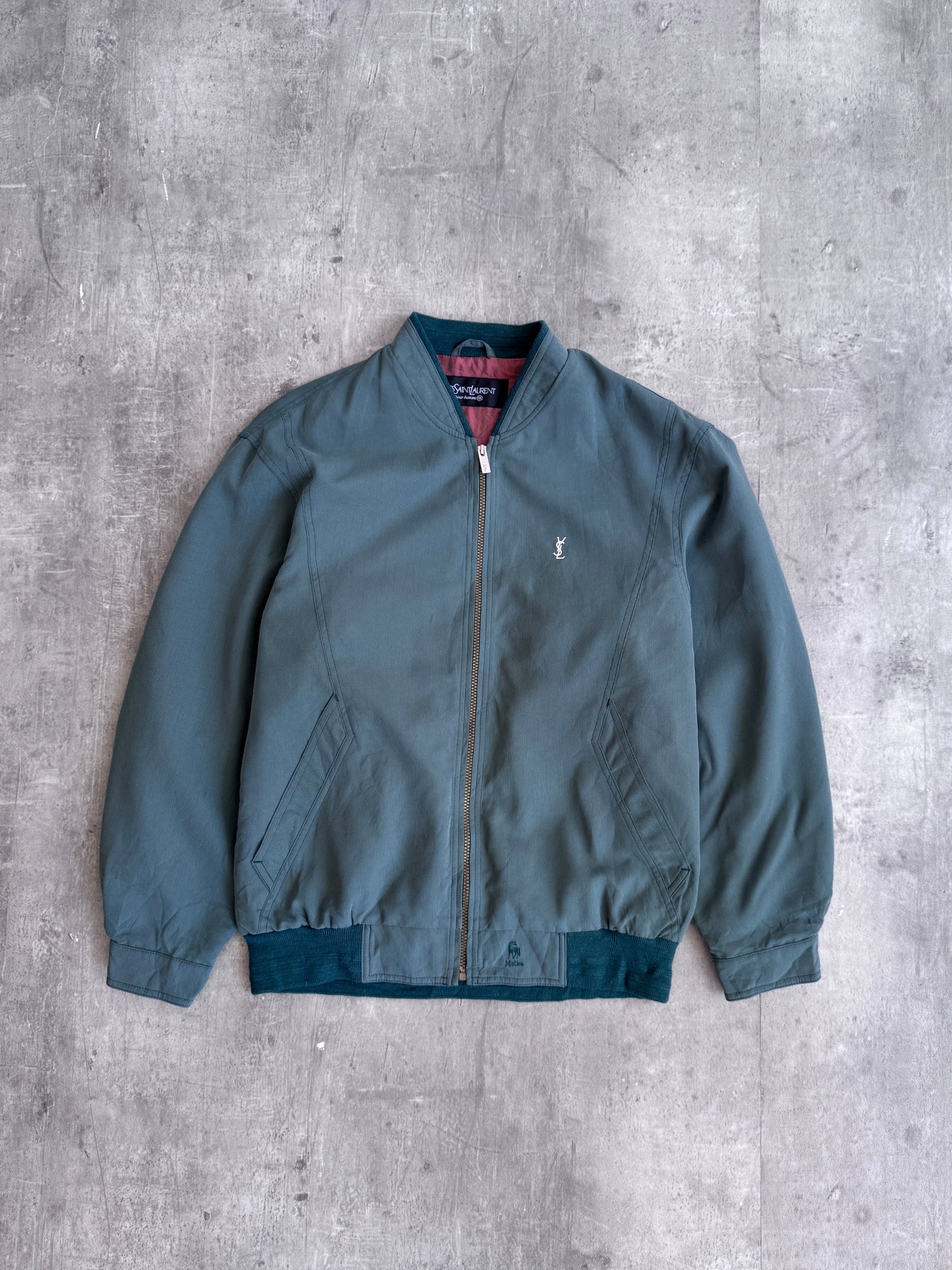 YSL Green Cotton Bomber Jacket