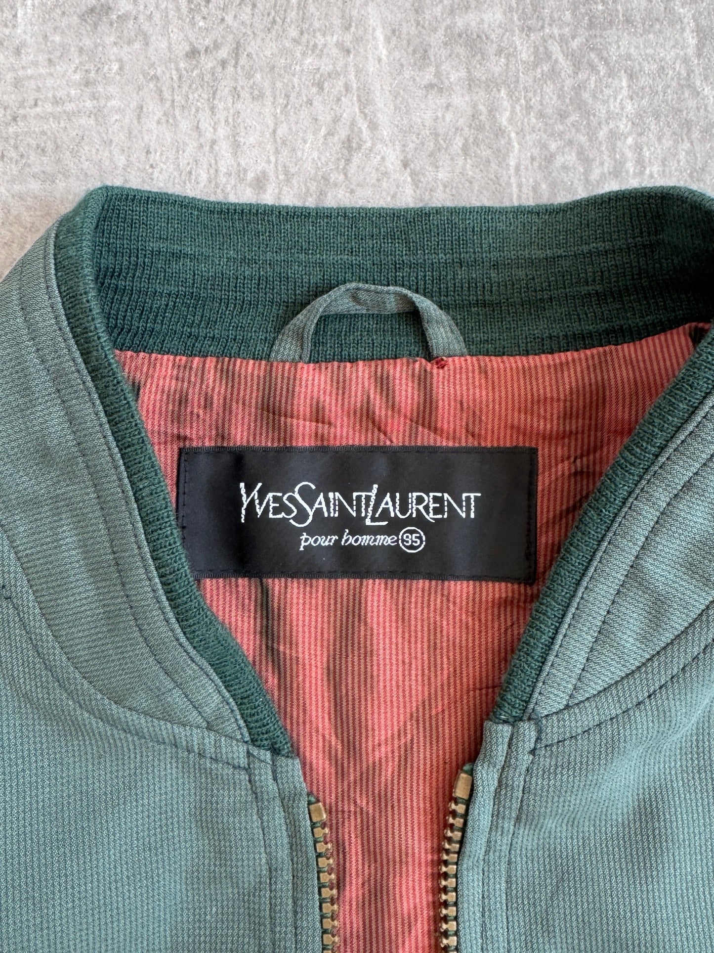 YSL Green Cotton Bomber Jacket