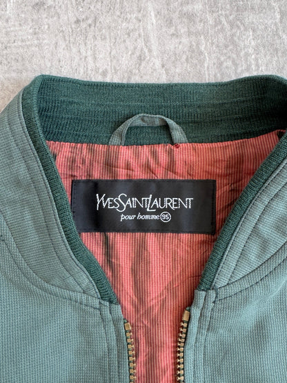 YSL Green Cotton Bomber Jacket