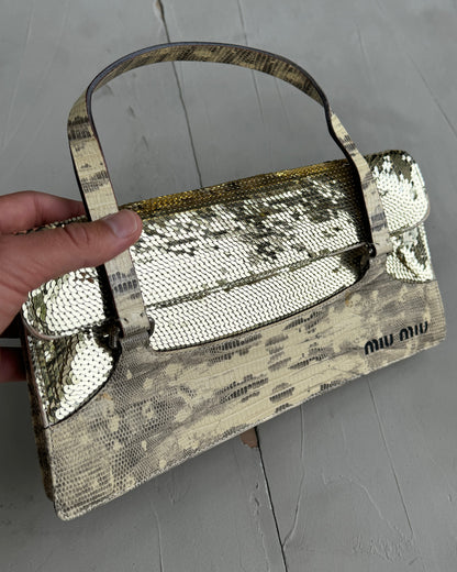 MIU MIU FW99 SEQUIN & PYTHON PRINTED LEATHER BAG