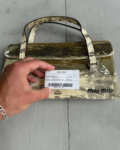 MIU MIU FW99 SEQUIN & PYTHON PRINTED LEATHER BAG