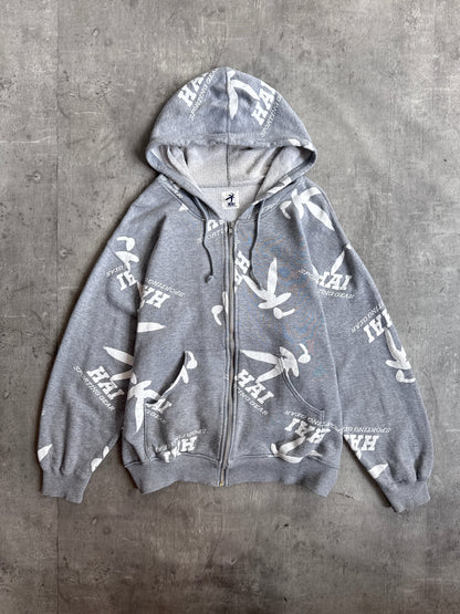Issey Miyake Hai Sporting Gear Grey AOP Graphic Zip Up Hoodie