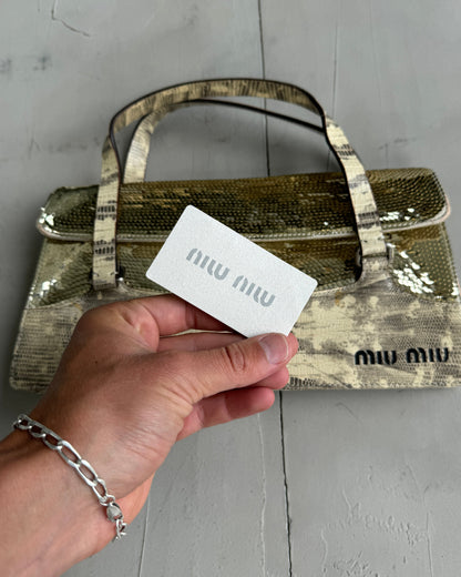 MIU MIU FW99 SEQUIN & PYTHON PRINTED LEATHER BAG