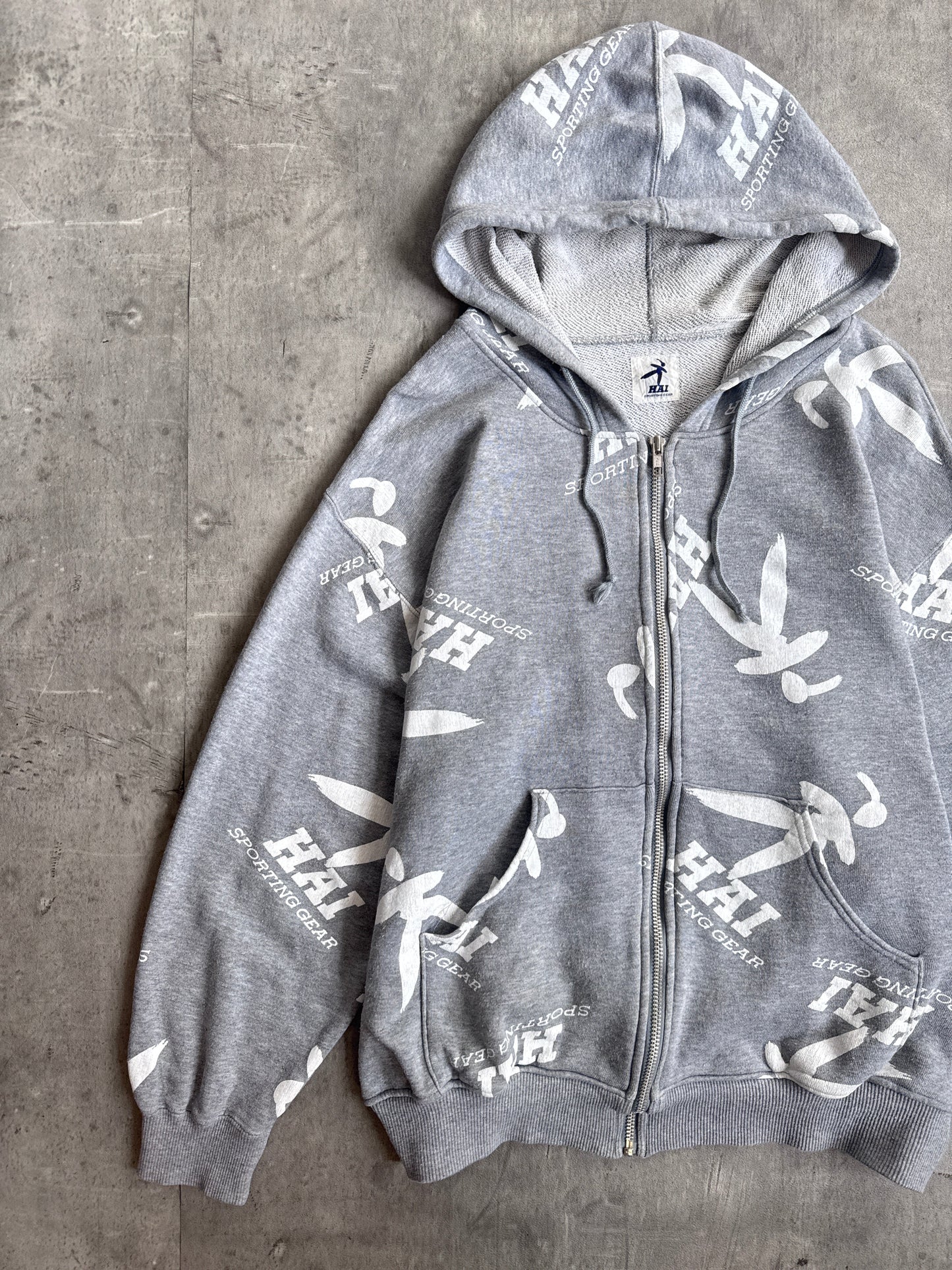 Issey Miyake Hai Sporting Gear Grey AOP Graphic Zip Up Hoodie