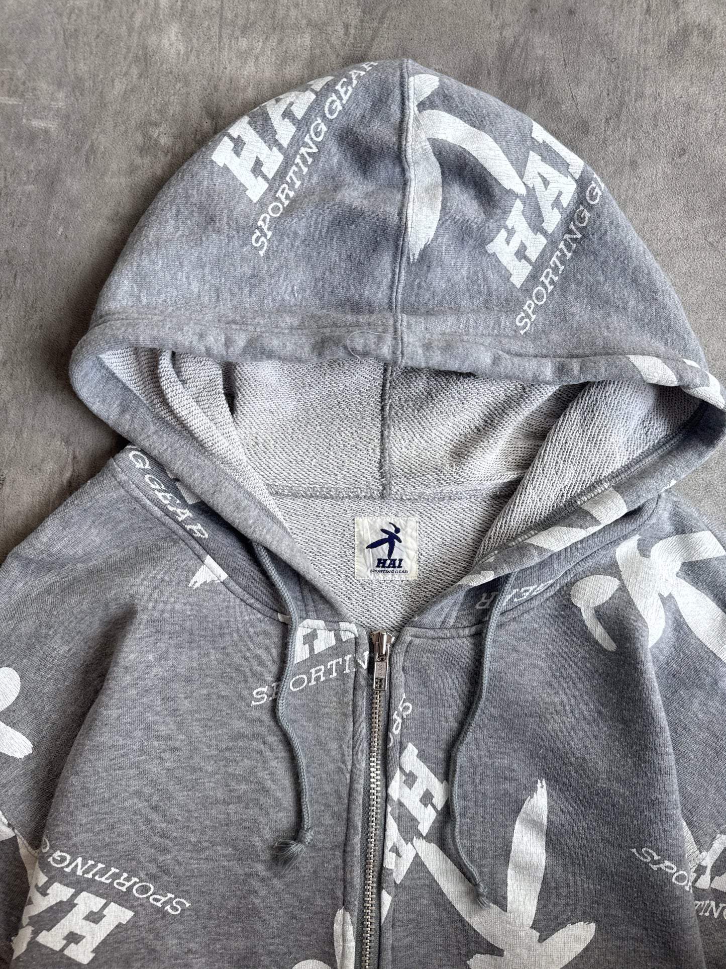 Issey Miyake Hai Sporting Gear Grey AOP Graphic Zip Up Hoodie