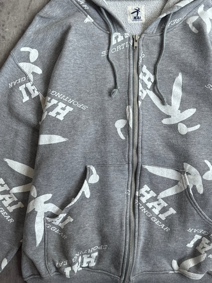 Issey Miyake Hai Sporting Gear Grey AOP Graphic Zip Up Hoodie