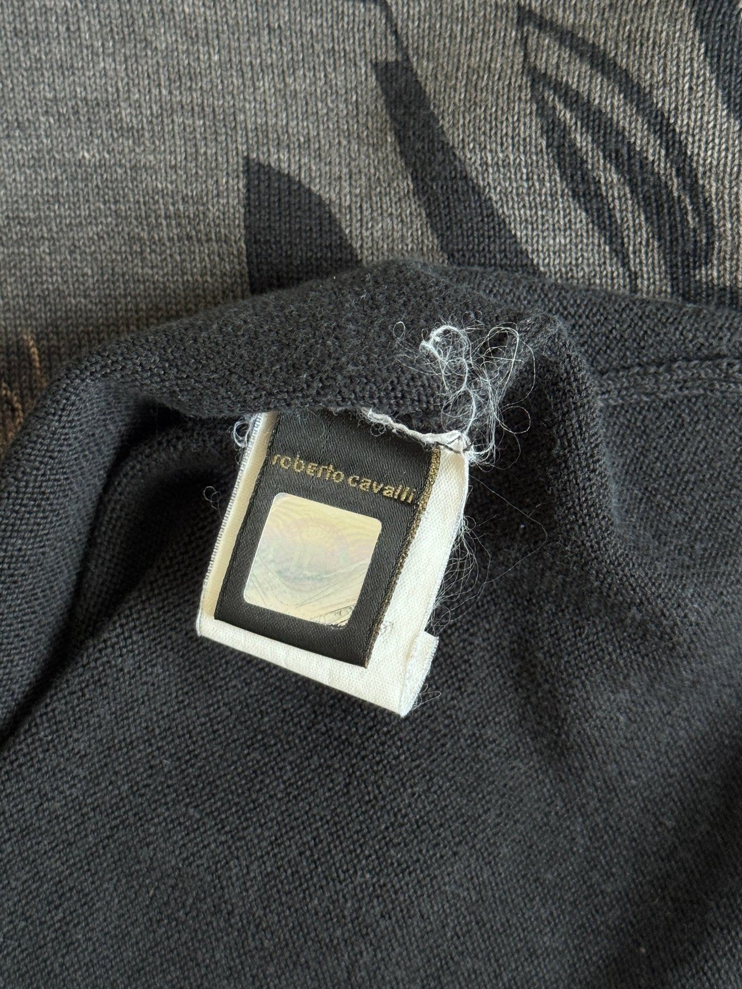 Roberto Cavalli Class Line Tattoo Graphic Print LS Tee