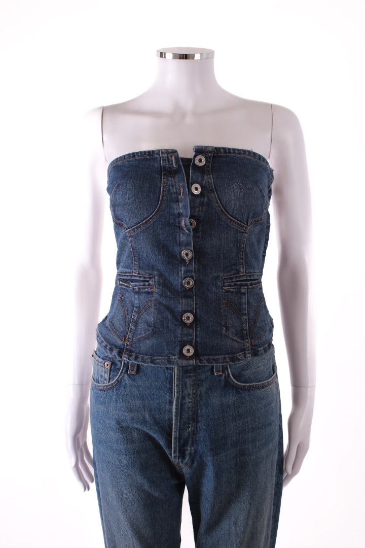 D&G Strapless Corset Top Denim XS | Default Title, Red