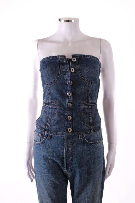 D&G Strapless Corset Top Denim XS | Default Title, Red