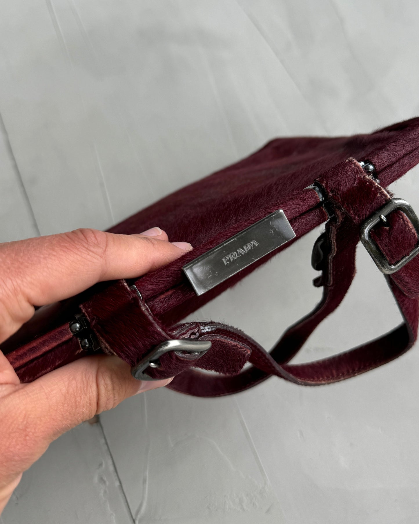 PRADA 90'S PONYHAIR LEATHER HANDBAG | O/S, Red