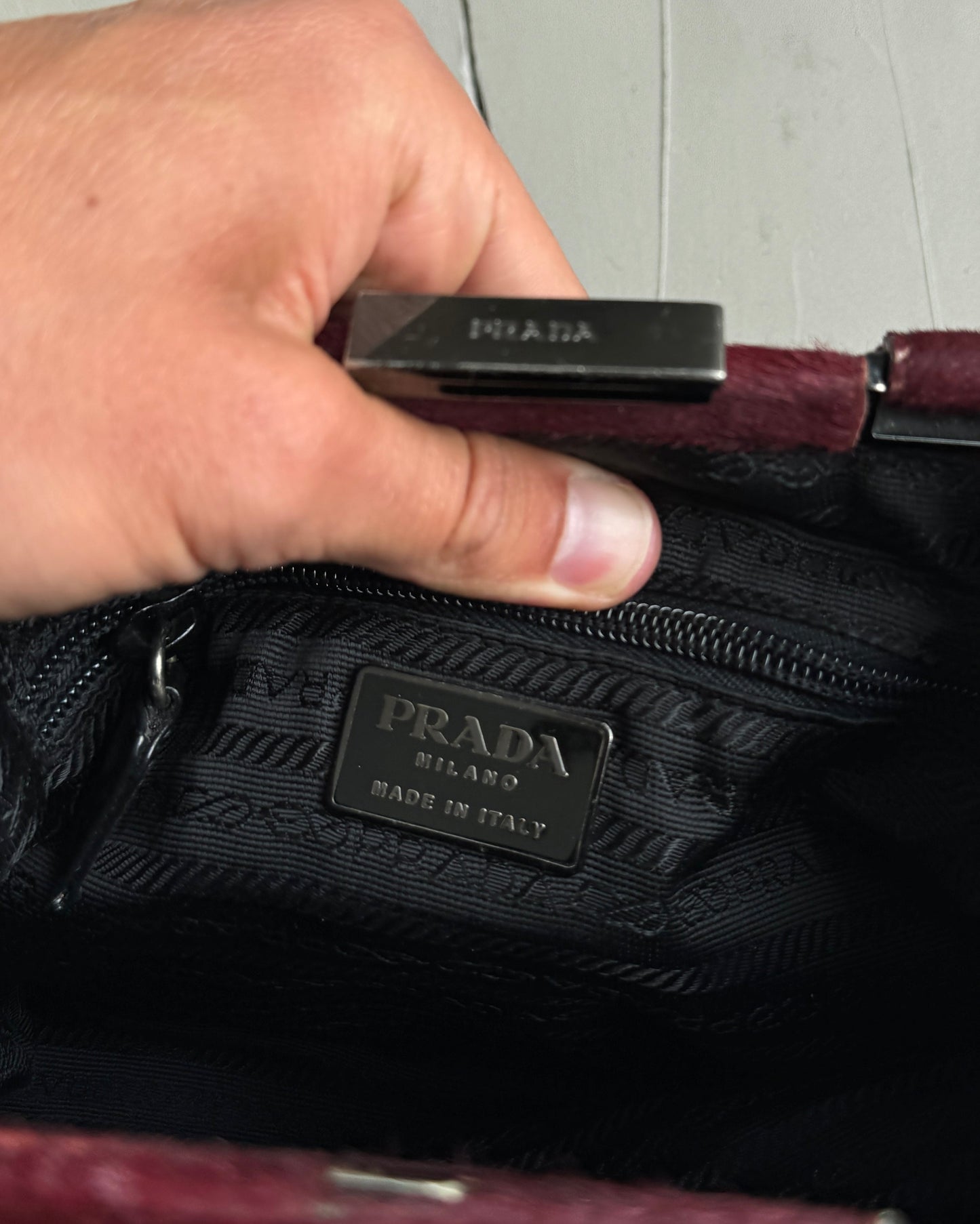 PRADA 90'S PONYHAIR LEATHER HANDBAG | O/S, Red
