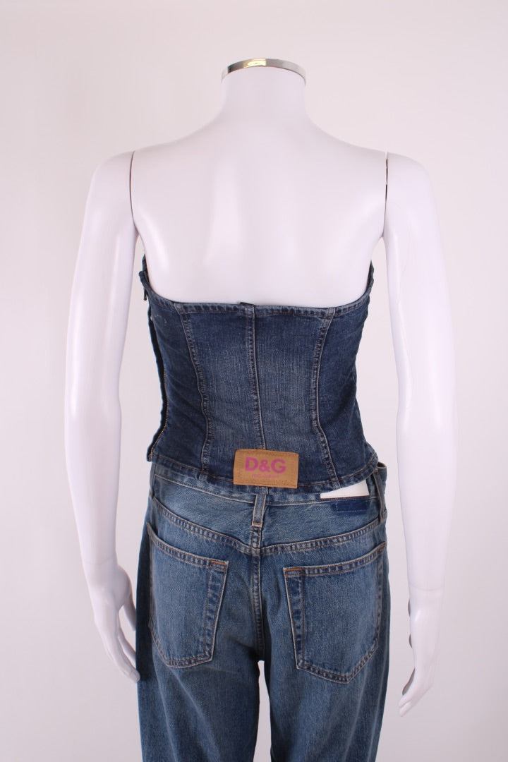 D&G Strapless Corset Top Denim XS | Default Title, Red