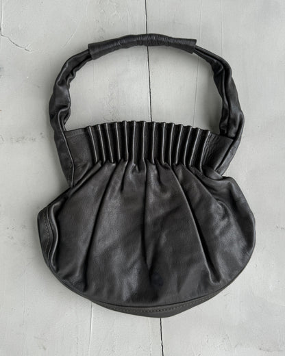 NICOLE FARHI PLEATED LEATHER SHOULDER BAG