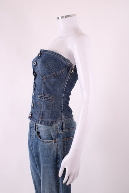 D&G Strapless Corset Top Denim XS | Default Title, Red