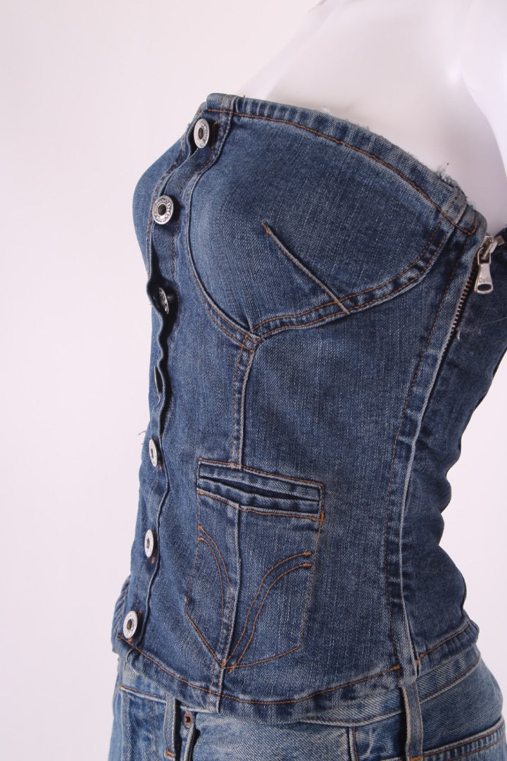 D&G Strapless Corset Top Denim XS | Default Title, Red