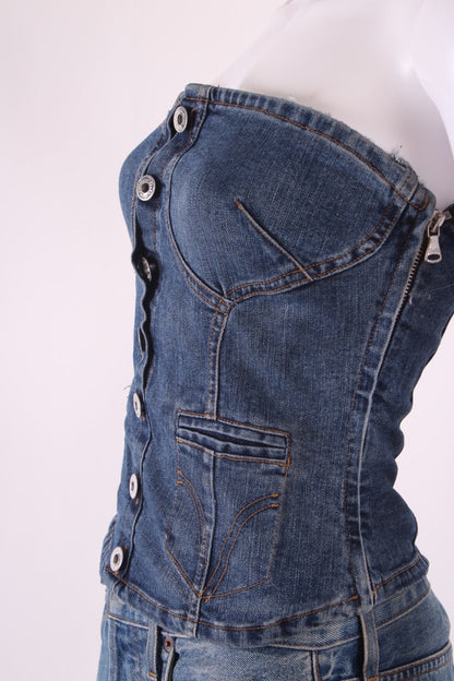 D&G Strapless Corset Top Denim XS | Default Title, Red