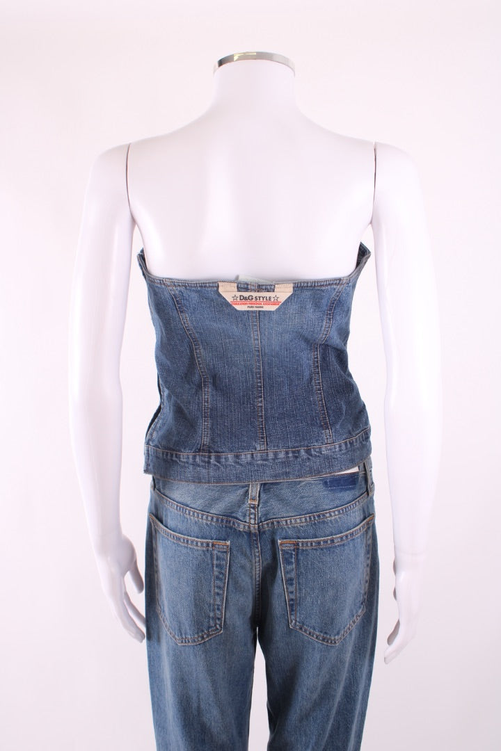 D&G Strapless Corset Top Denim 12 | Default Title, Red