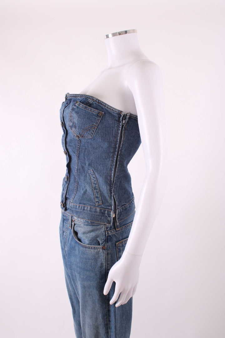 D&G Strapless Corset Top Denim 12 | Default Title, Red