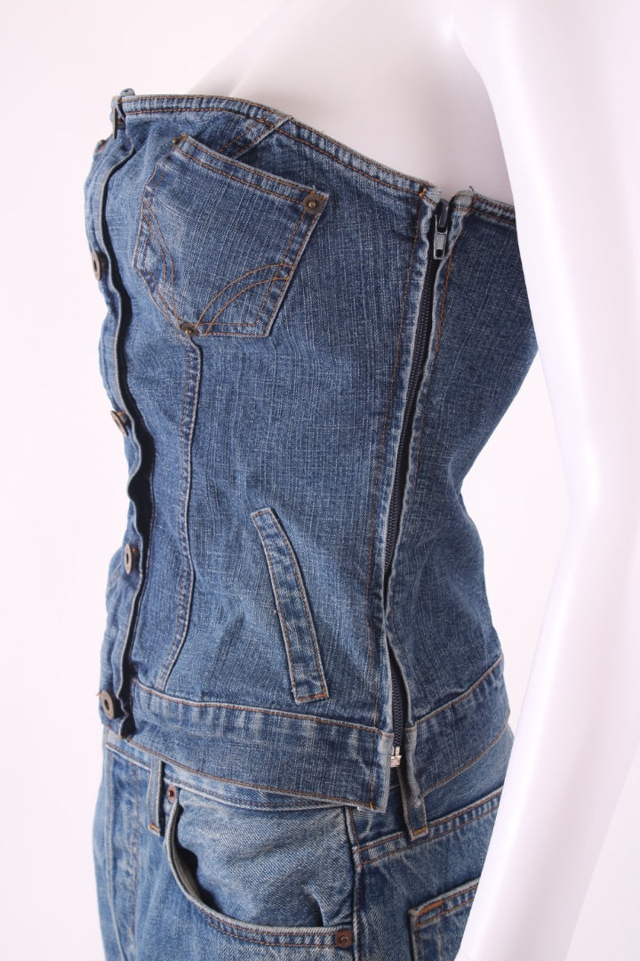 D&G Strapless Corset Top Denim 12 | Default Title, Red