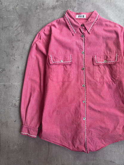 Issey Miyake Pink Embroidered Western Chambray Shirt