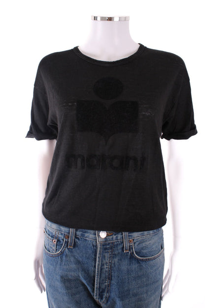 Isabel Marant Logo Linen T-shirt Black S | Default Title, Black