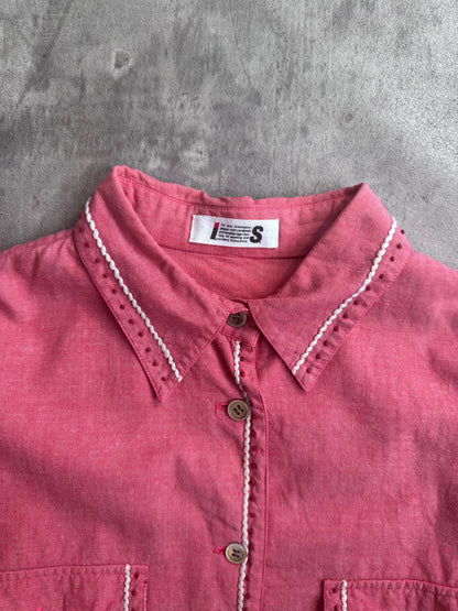 Issey Miyake Pink Embroidered Western Chambray Shirt