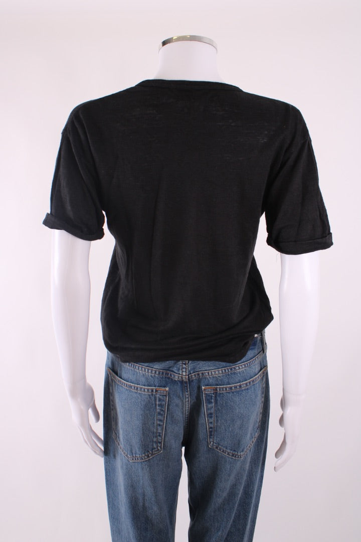 Isabel Marant Logo Linen T-shirt Black S | Default Title, Black