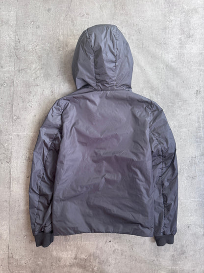 Prada Grey Nylon Insulated Hooded Technical Rain Jacket