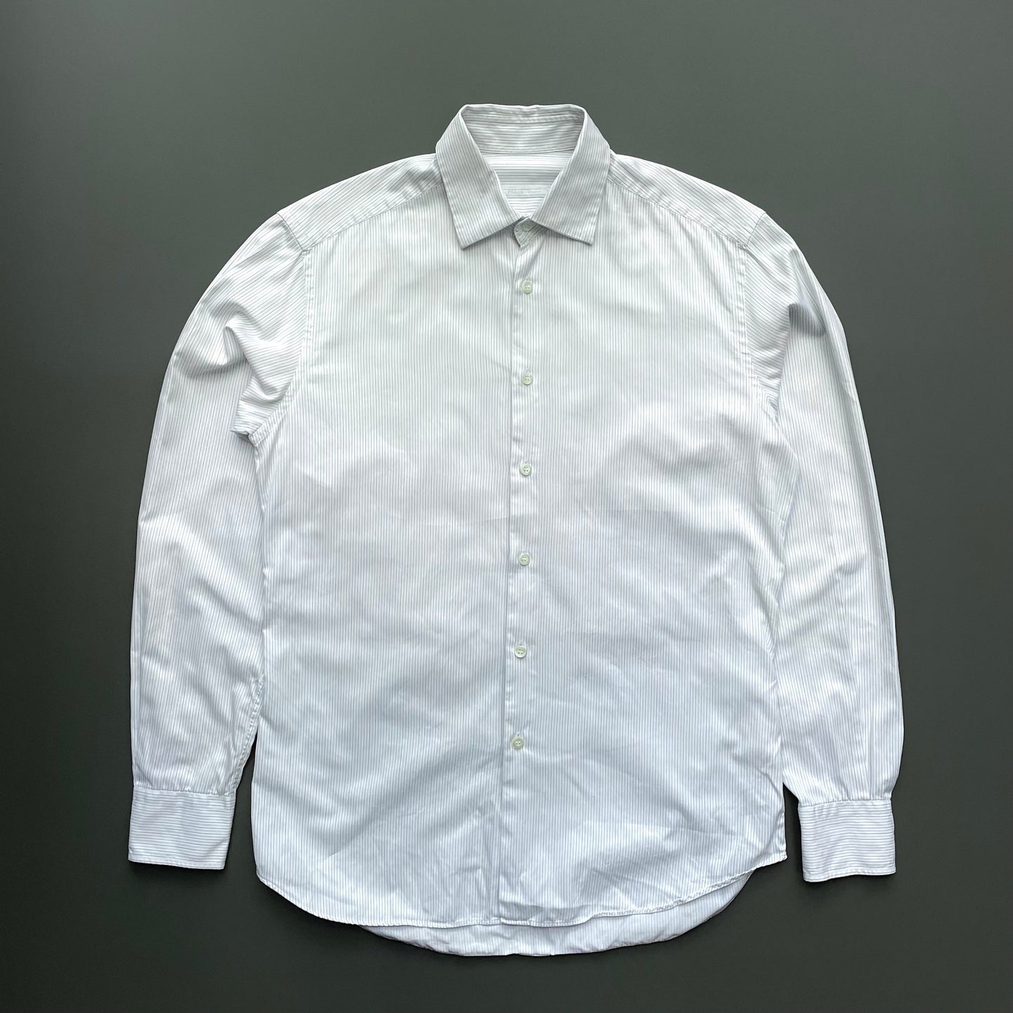 Prada Blue & White 00s Stripe Cinchback Shirt | Large, Blue