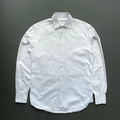 Prada Blue & White 00s Stripe Cinchback Shirt | Large, Blue