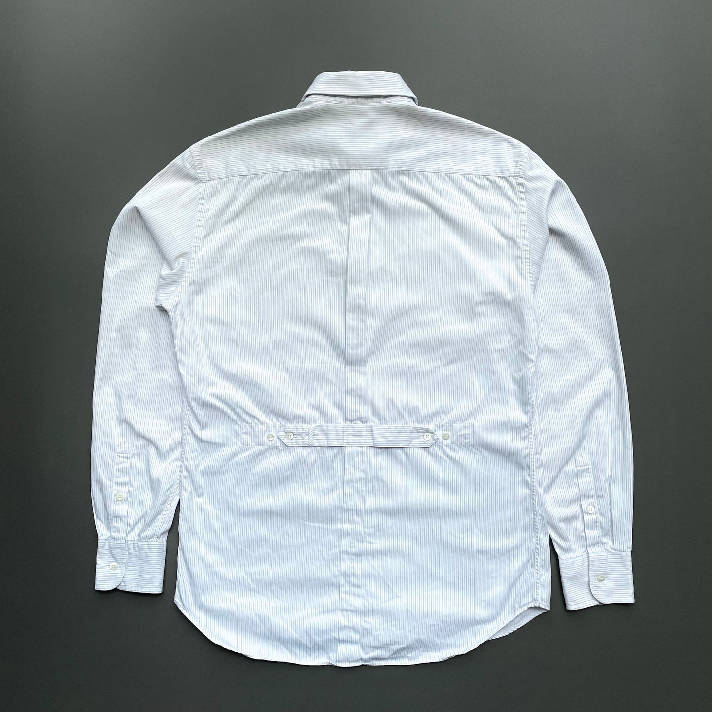 Prada Blue & White 00s Stripe Cinchback Shirt | Large, Blue