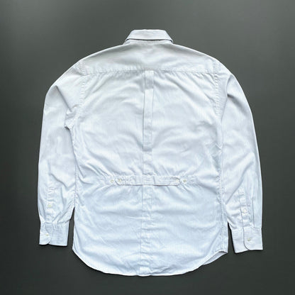 Prada Blue & White 00s Stripe Cinchback Shirt | Large, Blue