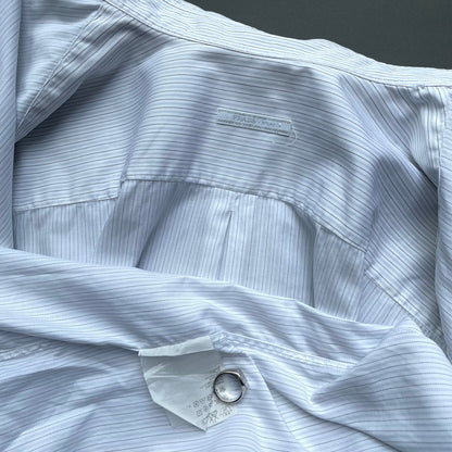 Prada Blue & White 00s Stripe Cinchback Shirt | Large, Blue