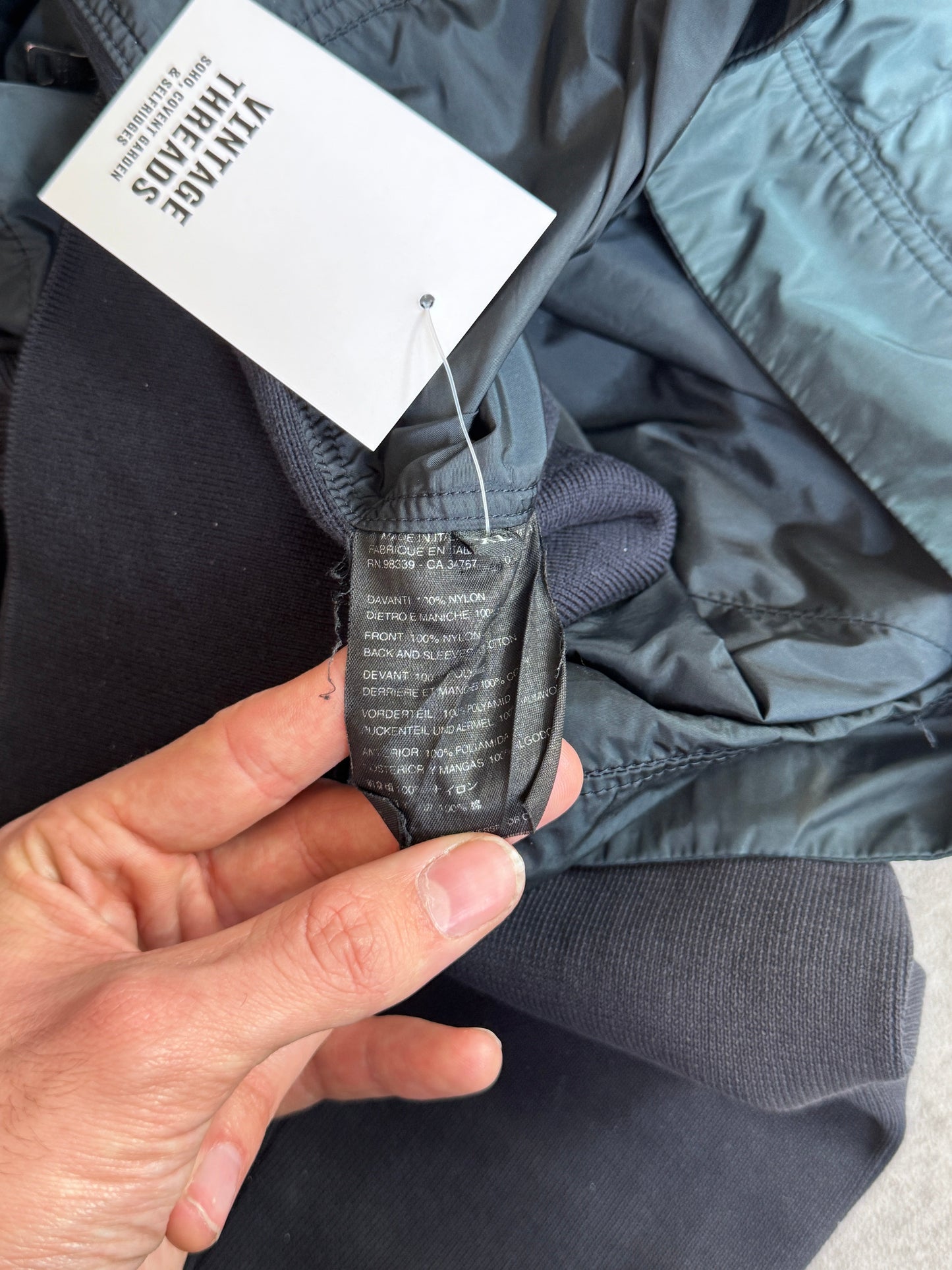 Prada Knit Sleeve Khaki Nylon Button Up Jacket