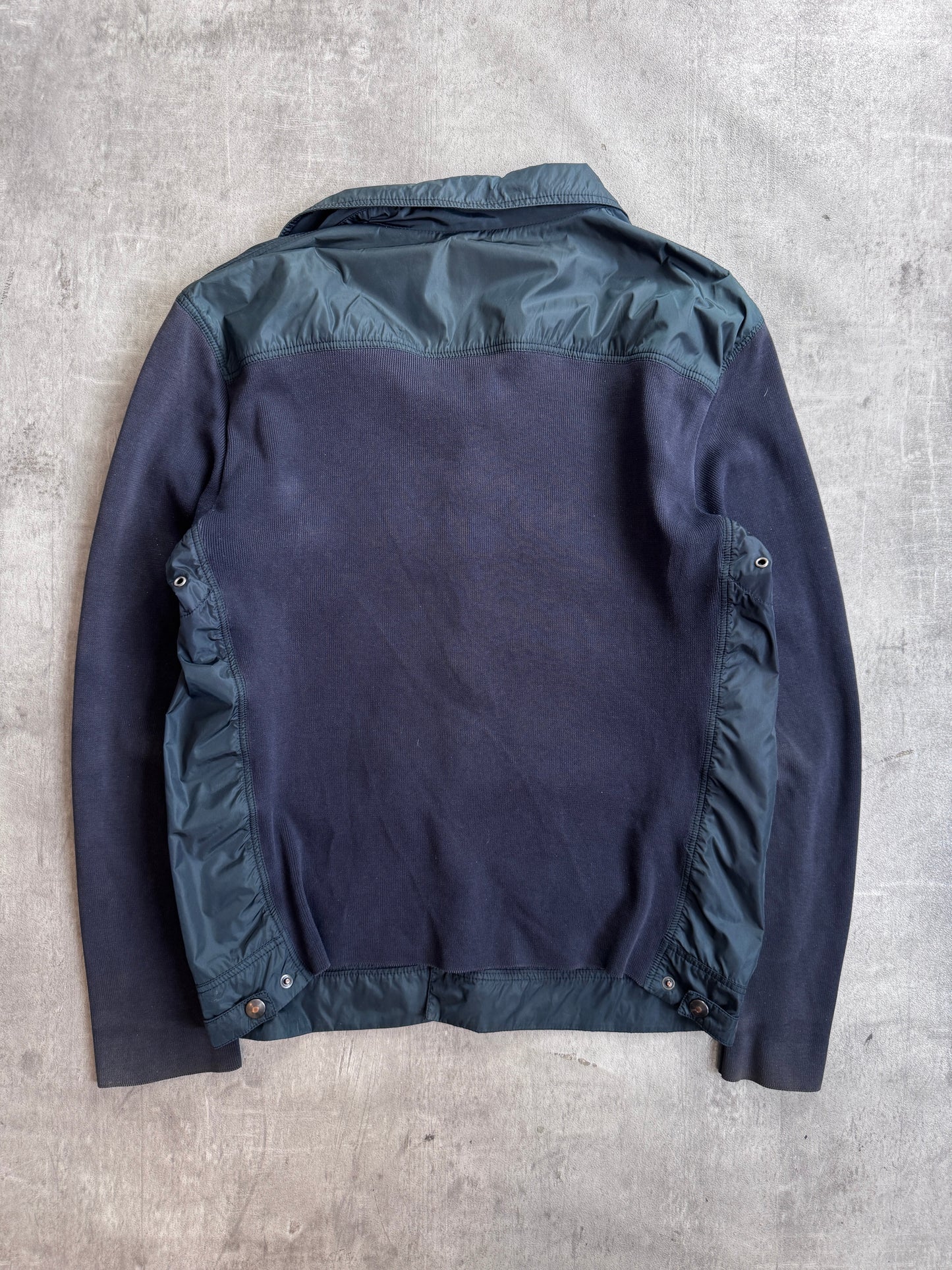 Prada Knit Sleeve Khaki Nylon Button Up Jacket