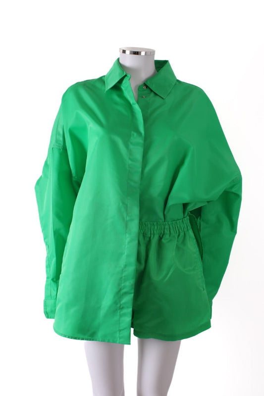 The Frankie Shop L/S Shell Shirt/ Shorts Co-ord Green XS/S | Default Title, Green