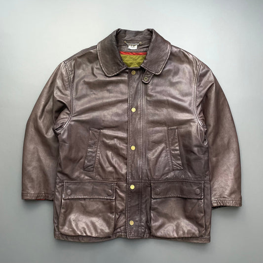 C.P. Company Brown 1992 Ideas From Massimo Osti Lined Leather Overcoat | Medium, Brown